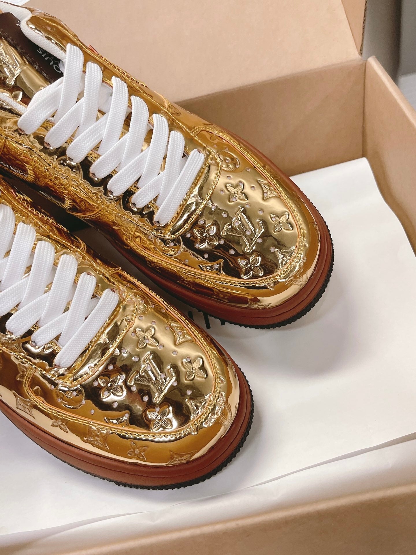 Louis Vuitton X Nike AirForce 1 Gold