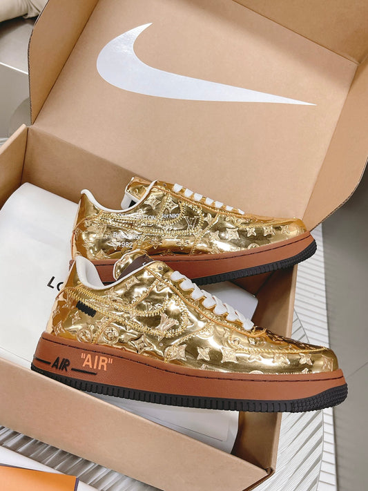 Louis Vuitton X Nike AirForce 1 Gold