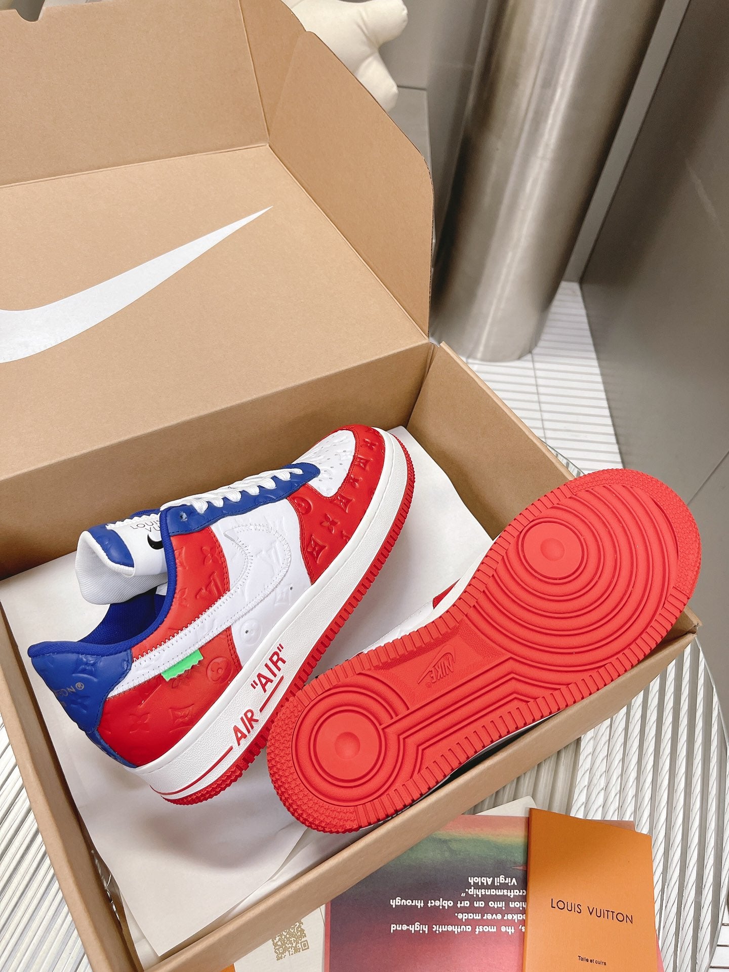 Louis Vuitton x Nike Air Force 1 Red Blue White