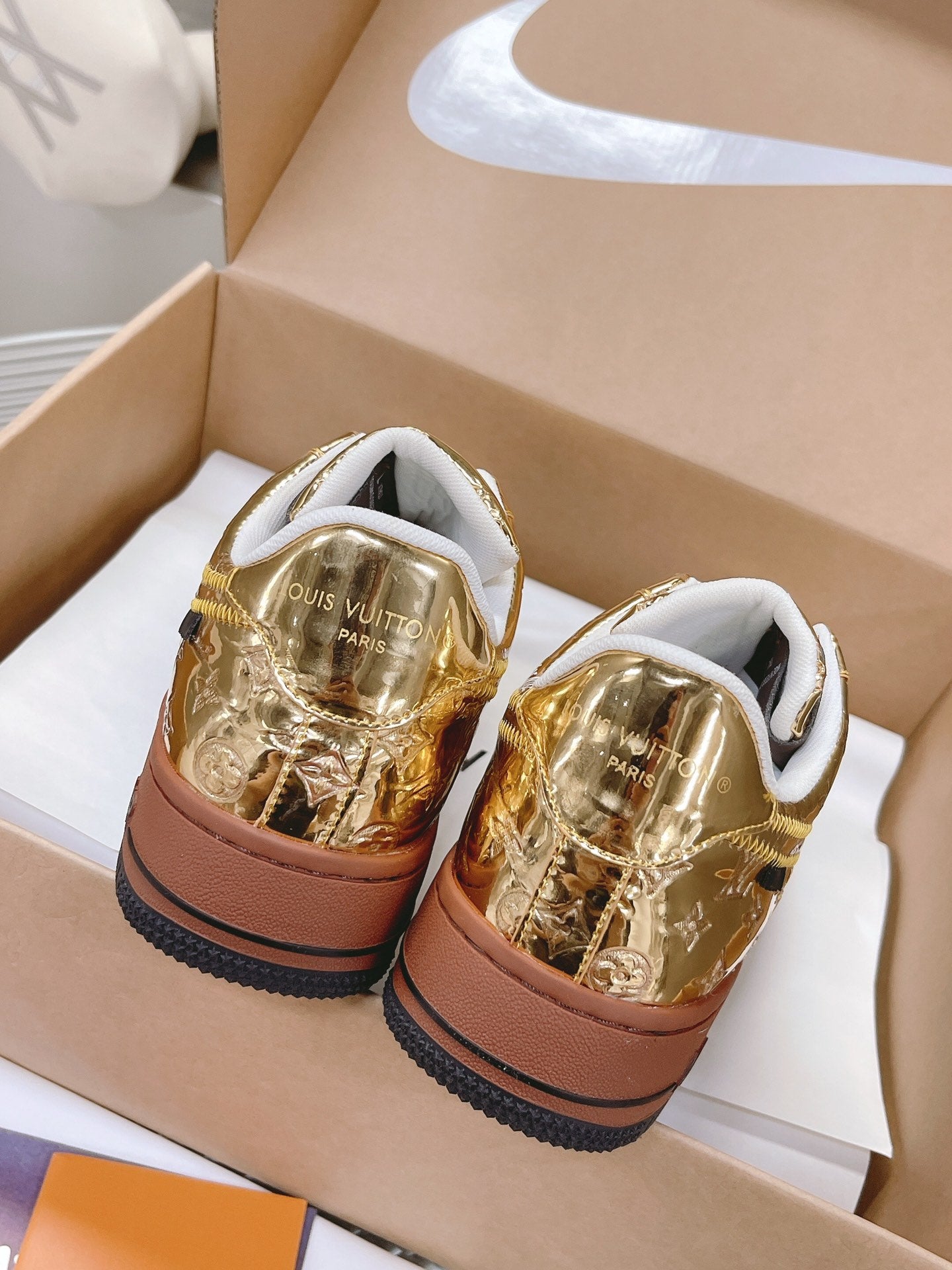 Louis Vuitton X Nike AirForce 1 Gold