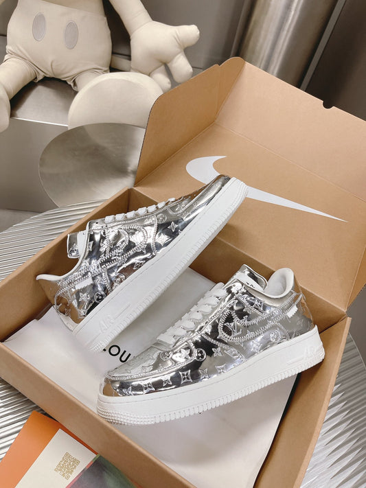 Louis Vuitton X Nike AirForce 1 Silver